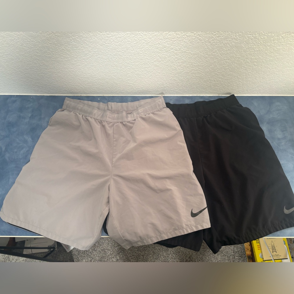 Nike Yoga Light Gray and Black Sports Shorts